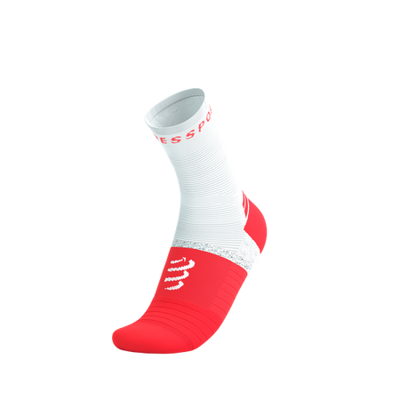 COMPRESSPORT Skarpetki do biegania PRO MARATHON SOCKS V2.0 fluo red/white