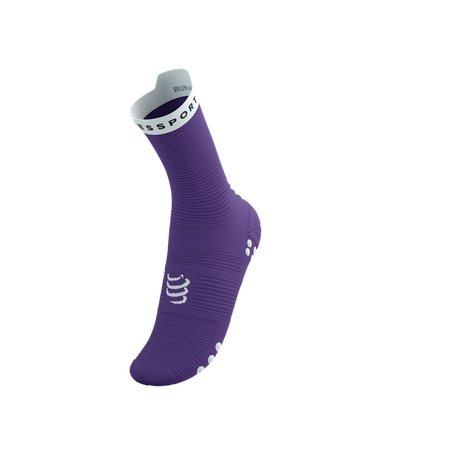COMPRESSPORT Skarpetki do biegania wysokie PRORACING SOCKS V4 RUN HIGH lilac/white