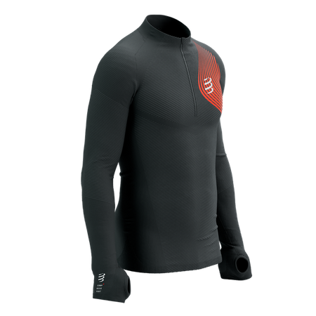 COMPRESSPORT Bluza do biegania męska WINTER TRAIL POSTURAL LS TOP black/red