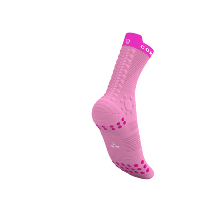 COMPRESSPORT Skarpetki do biegania trailowe PRORACING SOCKS V4 TRAIL begonia/neon pink