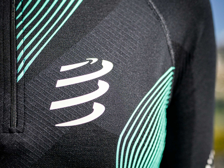 COMPRESSPORT Bluza do biegania damska WINTER TRAIL POSTURAL LS TOP czarno-turkusowa