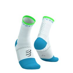 COMPRESSPORT Skarpetki do biegania PRO MARATHON SOCKS V2.0 white/norse blue/neon green