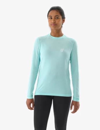 COMPRESSPORT Koszulka biegowa damska z długim rękawem PERFORMANCE LS T-SHIRT shell blue