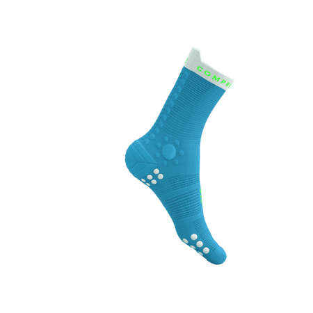 COMPRESSPORT Skarpetki do biegania trailowe PRORACING SOCKS V4 TRAIL norse blue/neon green