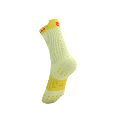 COMPRESSPORT Skarpetki do biegania wysokie PRORACING SOCKS V4 RUN HIGH elf yellow/fluo red