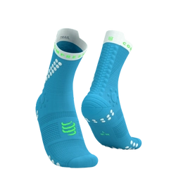 COMPRESSPORT Skarpetki do biegania trailowe PRORACING SOCKS V4 TRAIL norse blue/neon green