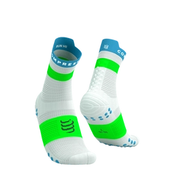 COMPRESSPORT Skarpetki do biegania wysokie PRORACING SOCKS V4 RUN HIGH white/norse blue/neon green