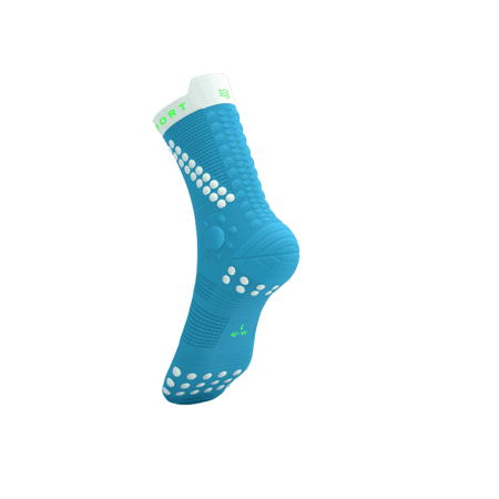 COMPRESSPORT Skarpetki do biegania trailowe PRORACING SOCKS V4 TRAIL norse blue/neon green