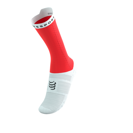 COMPRESSPORT Skarpetki rowerowe PRORACING SOCKS V4 BIKE fluo red/white