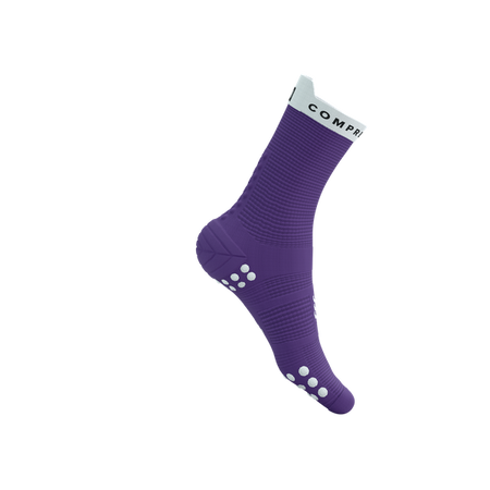 COMPRESSPORT Skarpetki do biegania wysokie PRORACING SOCKS V4 RUN HIGH lilac/white