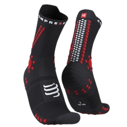 COMPRESSPORT Skarpetki do biegania trailowe PRORACING SOCKS V4 TRAIL black/red
