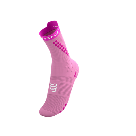 COMPRESSPORT Skarpetki do biegania trailowe PRORACING SOCKS V4 TRAIL begonia/neon pink