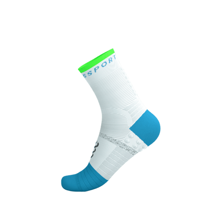 COMPRESSPORT Skarpetki do biegania PRO MARATHON SOCKS V2.0 white/norse blue/neon green