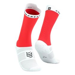 COMPRESSPORT Skarpetki rowerowe PRORACING SOCKS V4 BIKE fluo red/white