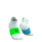 COMPRESSPORT Skarpetki do biegania PRORACING SOCKS V4 ULTRALIGHT RUN LOW white/norse blue/neon green