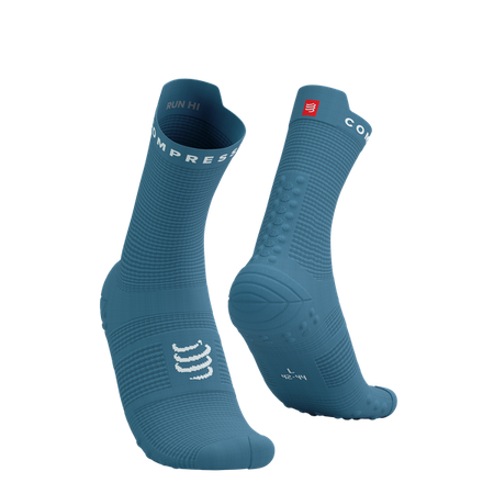 COMPRESSPORT Skarpetki do biegania wysokie PRORACING SOCKS V4 RUN HIGH niagara blue/white