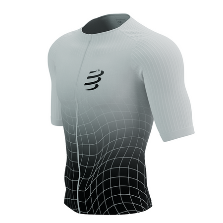 COMPRESSPORT Triathlonowa koszulka kompresyjna TRI POSTURAL AERO SS TOP black/white print