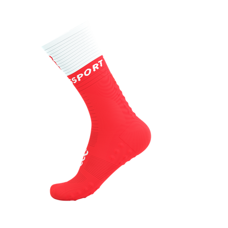 COMPRESSPORT Skarpetki kompresyjne do biegania MID COMPRESSION SOCKS V2.0 fluo red/white