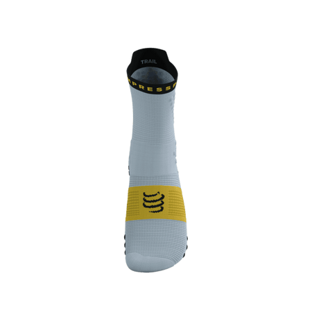 COMPRESSPORT Skarpetki do biegania trailowe PRORACING SOCKS V4 TRAIL grey dawn/ceylon yellow