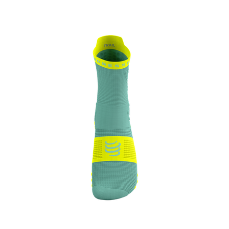 COMPRESSPORT Skarpetki do biegania trailowe PRORACING SOCKS V4 TRAIL shell blue/safe yellow