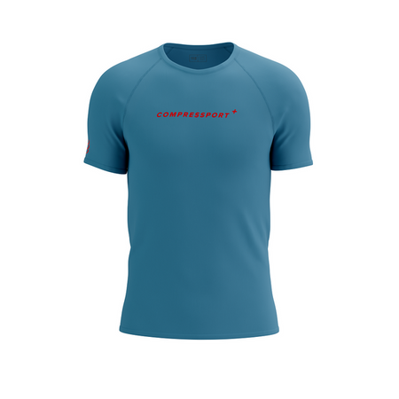 COMPRESSPORT Koszulka biegowa TRAINING SS LOGO T-SHIRT niagara blue