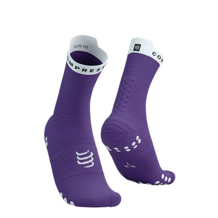 COMPRESSPORT Skarpetki do biegania wysokie PRORACING SOCKS V4 RUN HIGH lilac/white