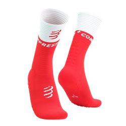 COMPRESSPORT Skarpetki kompresyjne do biegania MID COMPRESSION SOCKS V2.0 fluo red/white
