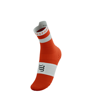 COMPRESSPORT Skarpetki do biegania wysokie PRORACING SOCKS V4 RUN HIGH tigerlily/white