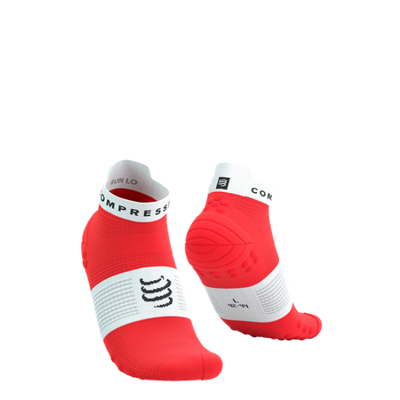 COMPRESSPORT Skarpetki do biegania krótkie PRORACING SOCKS V4 RUN LOW fluo red/white