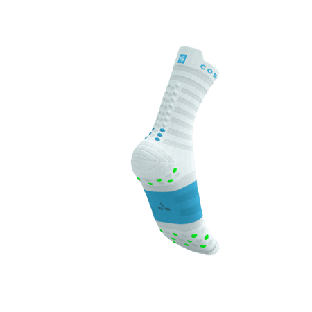 COMPRESSPORT Skarpetki do biegania PRORACING SOCKS V4 ULTRALIGHT RUN HIGH white/norse blue/neon green