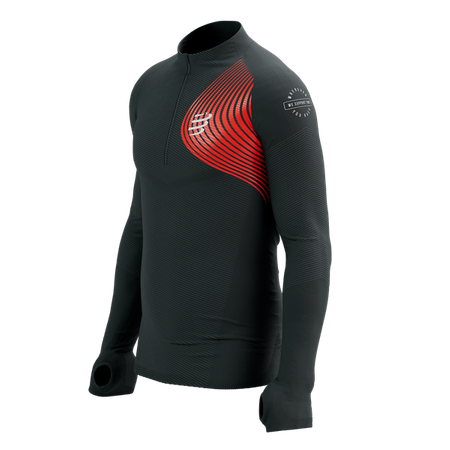 COMPRESSPORT Bluza do biegania męska WINTER TRAIL POSTURAL LS TOP black/red