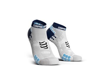 COMPRESSPORT Skarpetki do biegania krótkie ProRacing Socks v3.0 biało-niebieskie