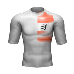 COMPRESSPORT Triathlonowa koszulka kompresyjna TRI POSTURAL SS TOP biało-pomarańczowa