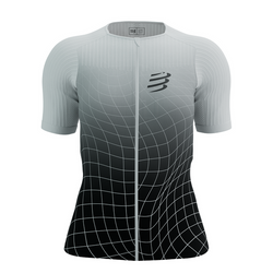 COMPRESSPORT Triathlonowa koszulka kompresyjna damska TRI POSTURAL AERO SS TOP black/white print