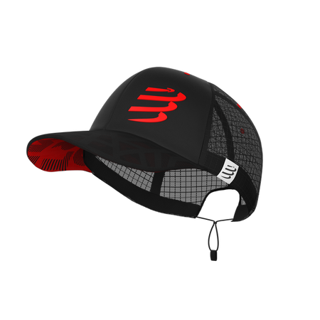 COMPRESSPORT Czapka biegowa z daszkiem RACING TRUCKER CAP czarno-czerwona