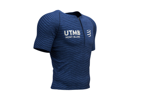 COMPRESSPORT Koszulka biegowa kompresyjna Trail Running Postural SS Top UTMB 2019 niebieska
