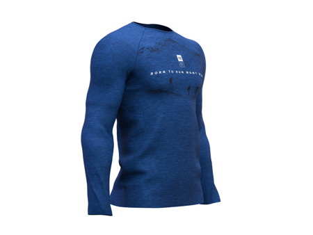 COMPRESSPORT Męska koszulka biegowa z długim rękawem Training T-Shirt Mont Blanc 2019 niebieska  
