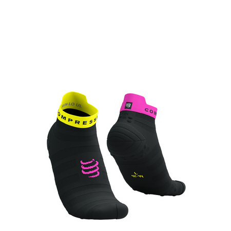 COMPRESSPORT Skarpetki do biegania PRORACING SOCKS V4 ULTRALIGHT RUN LOW black/safe yellow/neo pink
