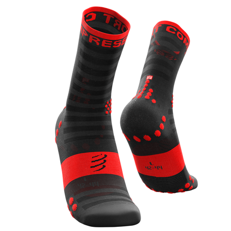 COMPRESSPORT Skarpetki do biegania ProRacing Socks v3.0 ULTRALIGHT RUN HIGH czarno-czerwone