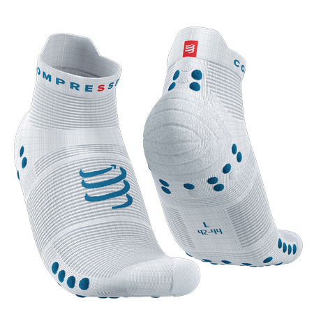 COMPRESSPORT Skarpetki do biegania krótkie ProRacing Socks V4 biało-niebieskie