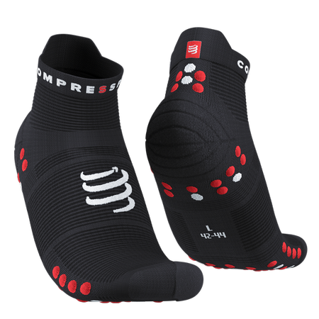 COMPRESSPORT Skarpetki do biegania krótkie ProRacing Socks V4 czarno-czerwone