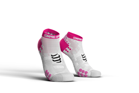 COMPRESSPORT Skarpetki do biegania krótkie ProRacing Socks v3.0 biało-różowe