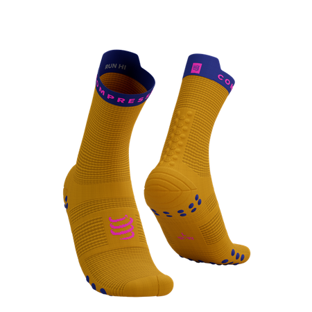 COMPRESSPORT Skarpetki do biegania wysokie PRORACING SOCKS V4 RUN HIGH saffron/dazz blue