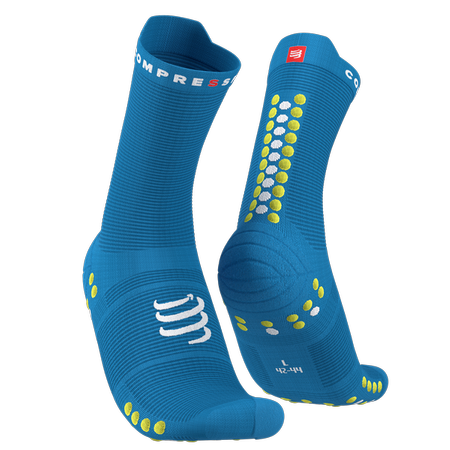 COMPRESSPORT Skarpetki do biegania wysokie ProRacing Socks V4 błękitne