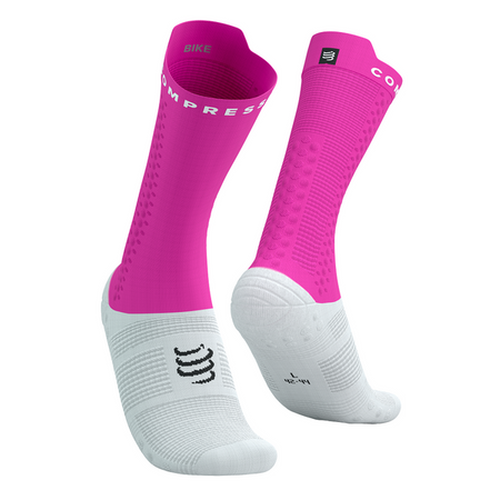 COMPRESSPORT Skarpetki rowerowe PRORACING SOCKS V4 BIKE white/neo pink