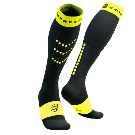 COMPRESSPORT Skarpety kompresyjne narciarskie ALPINE SKI FULL SOCKS black/safe yellow