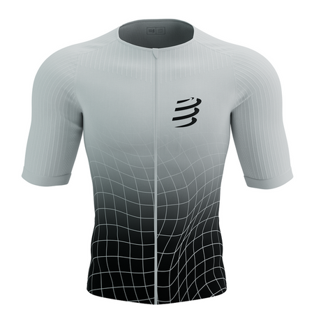 COMPRESSPORT Triathlonowa koszulka kompresyjna TRI POSTURAL AERO SS TOP black/white print