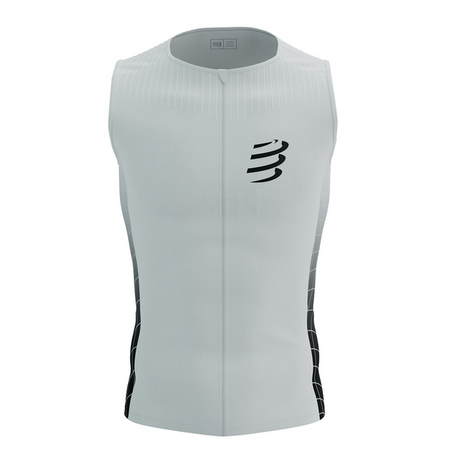 COMPRESSPORT Triathlonowa koszulka kompresyjna TRI POSTURAL AERO TANK TOP black/white print