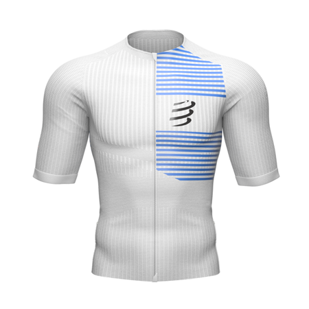 COMPRESSPORT Triathlonowa koszulka kompresyjna TRI POSTURAL SS TOP biało-niebieska