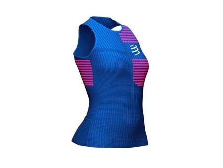 COMPRESSPORT Triathlonowa koszulka kompresyjna damska TRI POSTURAL TANK TOP niebieska